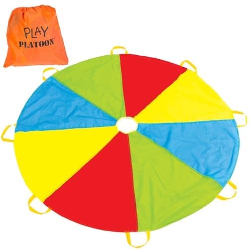Play Platoon Rainbow Parachute Toy for Kids 6 ft Play Parachute Game with 8 Handles PE Equipment for Elementary School Gym Class BackyardIndoor Equipment