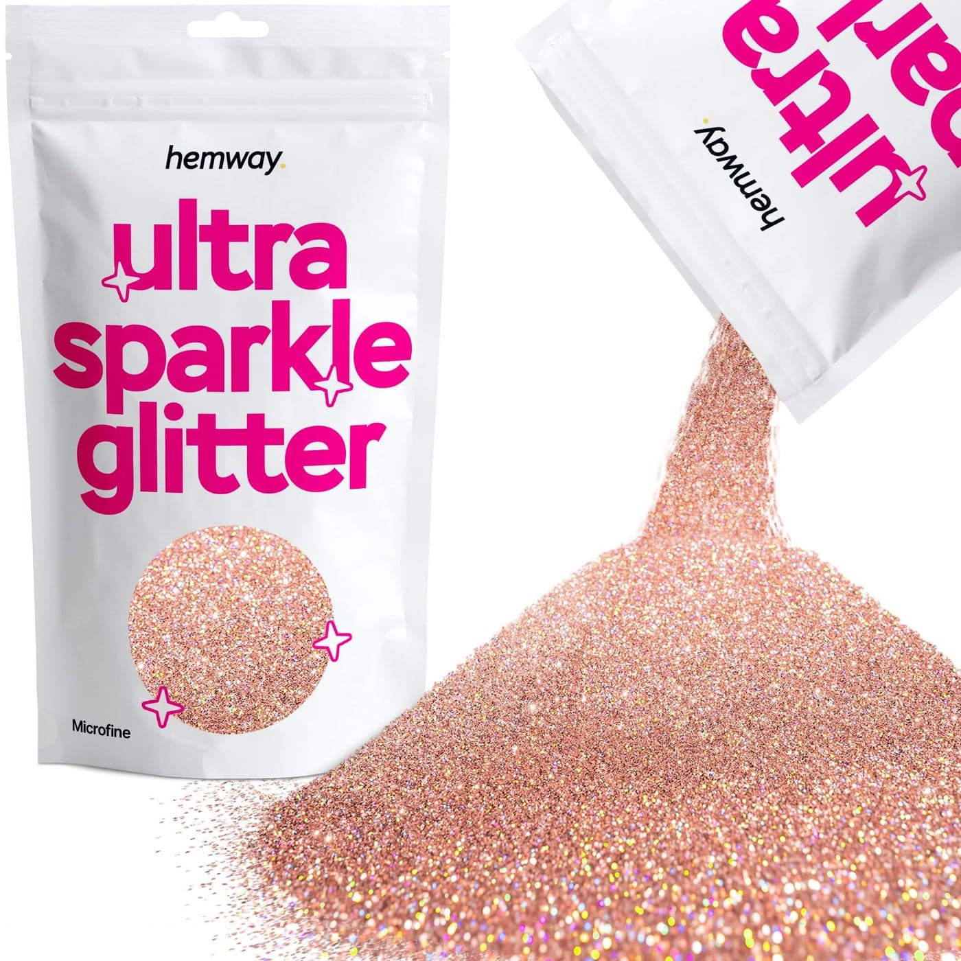 Hemway Ultra Sparkle Glitter Rose Gold Holographic 100g Microfine Metallic Flakes for Resin Epoxy Crafts Supplies for Tumblers Festival Hair Face Body Eye Nail Art Decoration