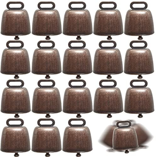 TIHOOD 18PCS Cow Horse Sheep Grazing Copper Bells Small Brass Bells Cattle Goat Farm Loud Bronze Bell Long Distance Horse Sheep Iron Bells for Christmas Decoration Red Bronze
