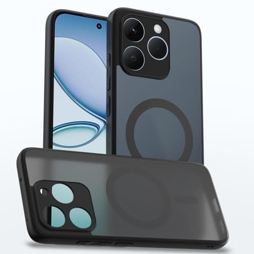 Pikkme Back Cover for Realme 15T 5G / Realme Narzo 90 5G Compatible with Mag-Safe Smoke Back | Shockproof Design | Hard Transparent Back Case (Black Smoke Mag-Safe)