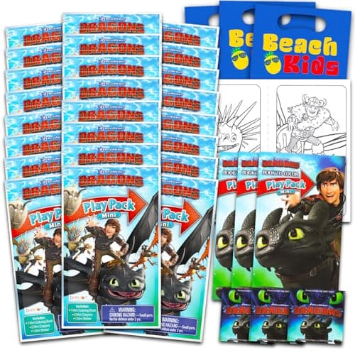 How To Train Your Dragon Mini Party Favors Set - Bundle with 24 HTTYD Play Packs with Coloring Pages, Stickers, More | How to Train Your Dragon Party Supplies