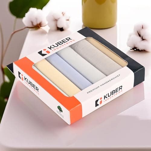 Kuber Industries (Set of 6) Premium Cotton Soft Handkerchief For Men With Box | Rumal For Boy's | Hanky For Men | Silver | Light Color