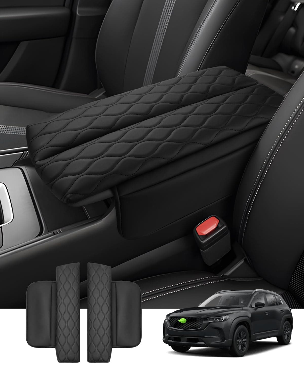 Autorder Center Console Cover for 20232025 2026 Mazda CX50 CX50 Accessories Armrest Cover Leather Armrest Cushion AntiScratch Protector with Pockets