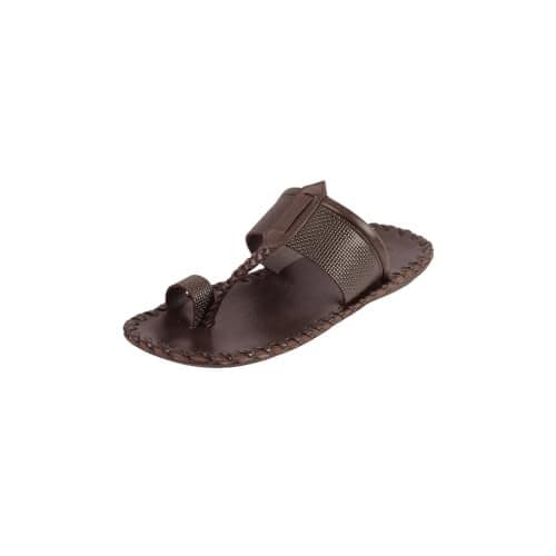 Mochi Men Brown Synthetic Leather Kolhapuri Chappal UK/10 EU/44 (16-955)