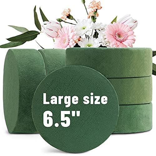 Max Shape 6 Packs Round Floral Foam Blocks,6.5'' Large Dry Floral Foam for Artificial Flowers,Flower Foam Blocks for Wedding Aisle Flowers Party Decoration