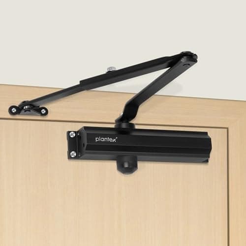Plantex Premium Automatic Soft Door Closer for Heavy Duty Aluminium Auto Door Closer - Adjustable Hydraulic, ISO 9001 Certified (Capacity 75 Kg, Black)