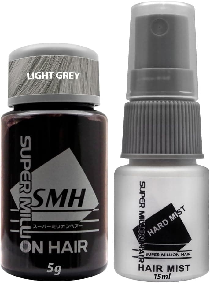 Super Million Hair Travel Set 1 x 5g Hair Building Fibre 1 x 15ml Hard Mist No13 Light Grey