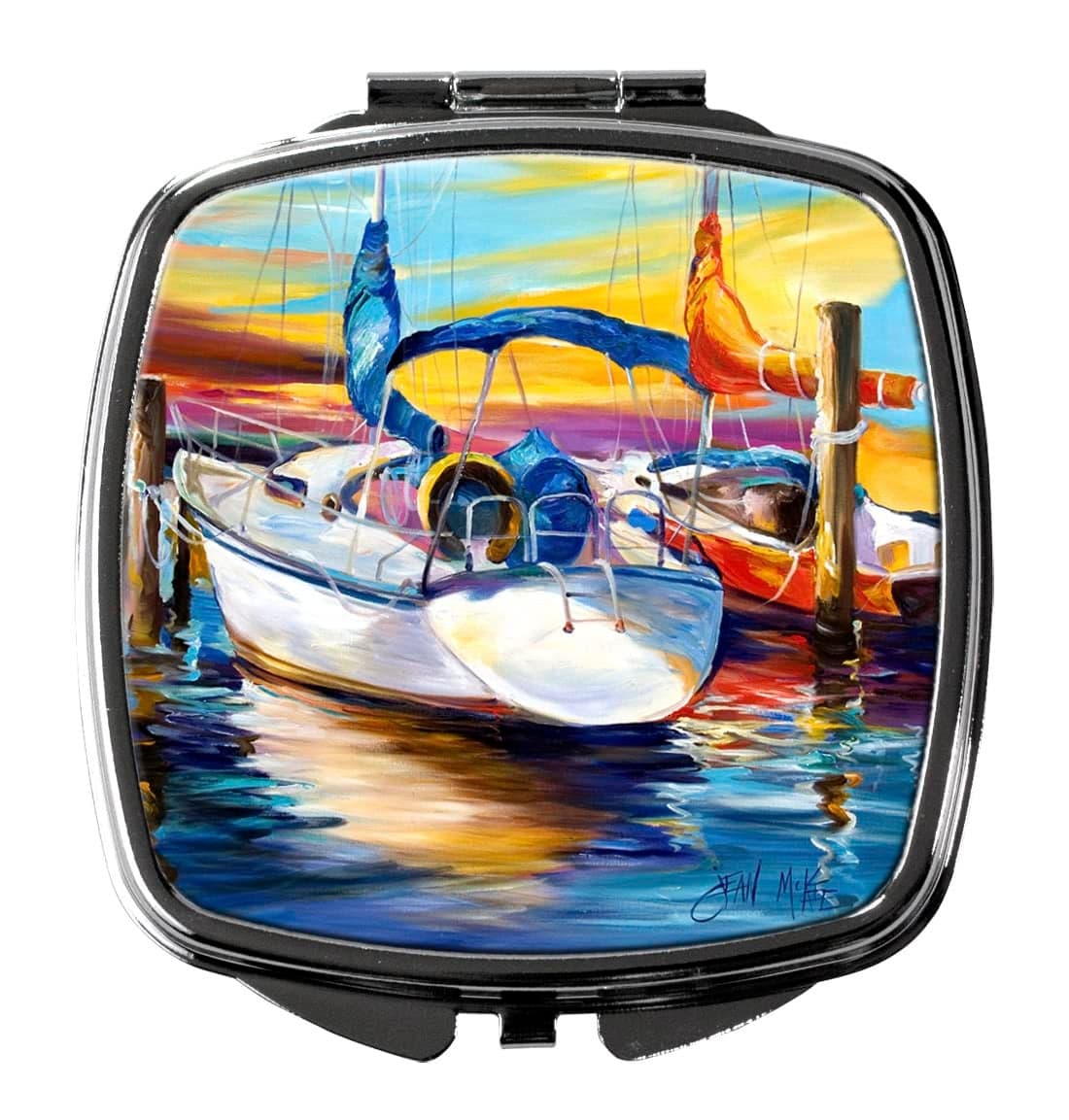 Caroline's Treasures JMK1243SCM Symmetry again Sailboats Compact Mirror Decorative Travel Makeup Mirror for Women Girls Gifts Pocket Makeup Mirror Folding Handheld