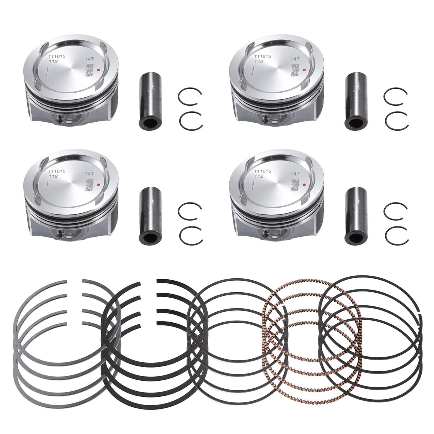 Hihaha No25198520 InnerEngine Piston and Pin and Snap Ring for Chevy Cruze 14L L4 20112016 Piston Rings KitMetal 1 SetSilver Tone