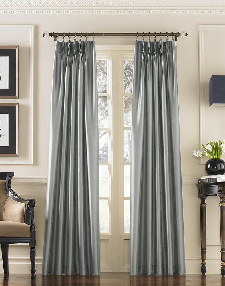 Curtainworks Marquee Faux Silk Pinch Pleat Curtain 1 Panel 30 by 120 Pewter