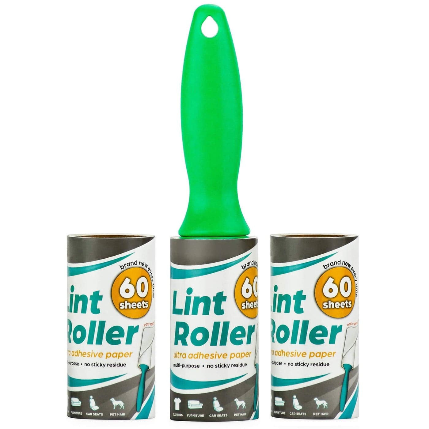 DecorRack Lint Roller with 2 Refills Pet Hair Remover 180 Extra Sticky Sheets Lint Roller Brush Dog Cat Hair Removal Lint Dust from Clothes Furniture and More