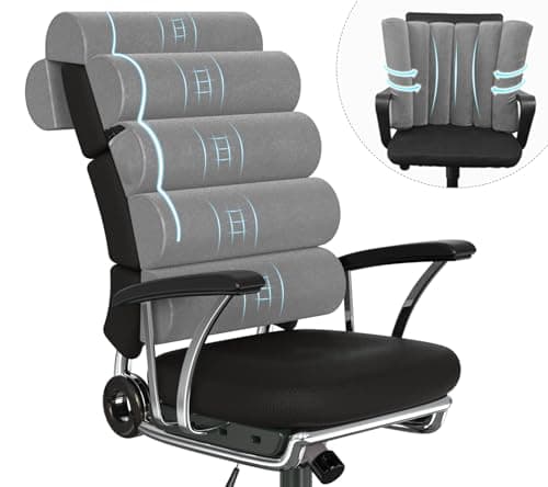 GIVANLEE Back Support Pillow for Office Chair with Neck SupportLumbar Pillow Adjustable for ChairPatented 6 semiCircular Foldable Back Cushion Hanging on Desk ChairCouchReclinerSoft