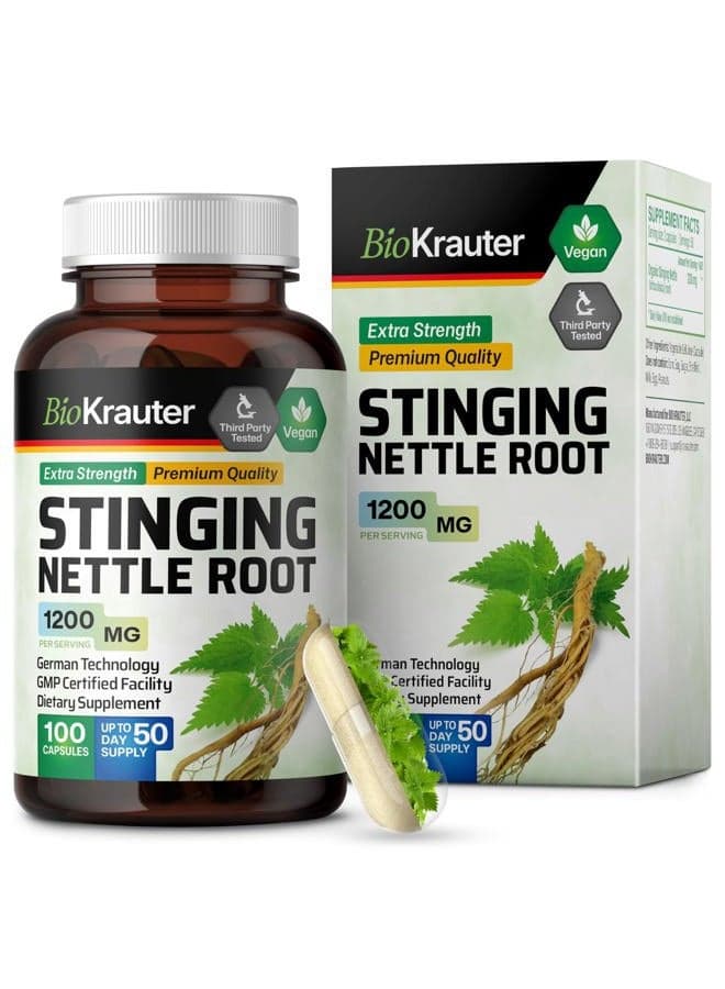 Stinging Nettle Capsules - Natural Urinary Tract & Overall Health Support - Organic Nettle Root Powder (Urtica Dioica) 1800 mg - 100 Vegan Pills - Non GMO