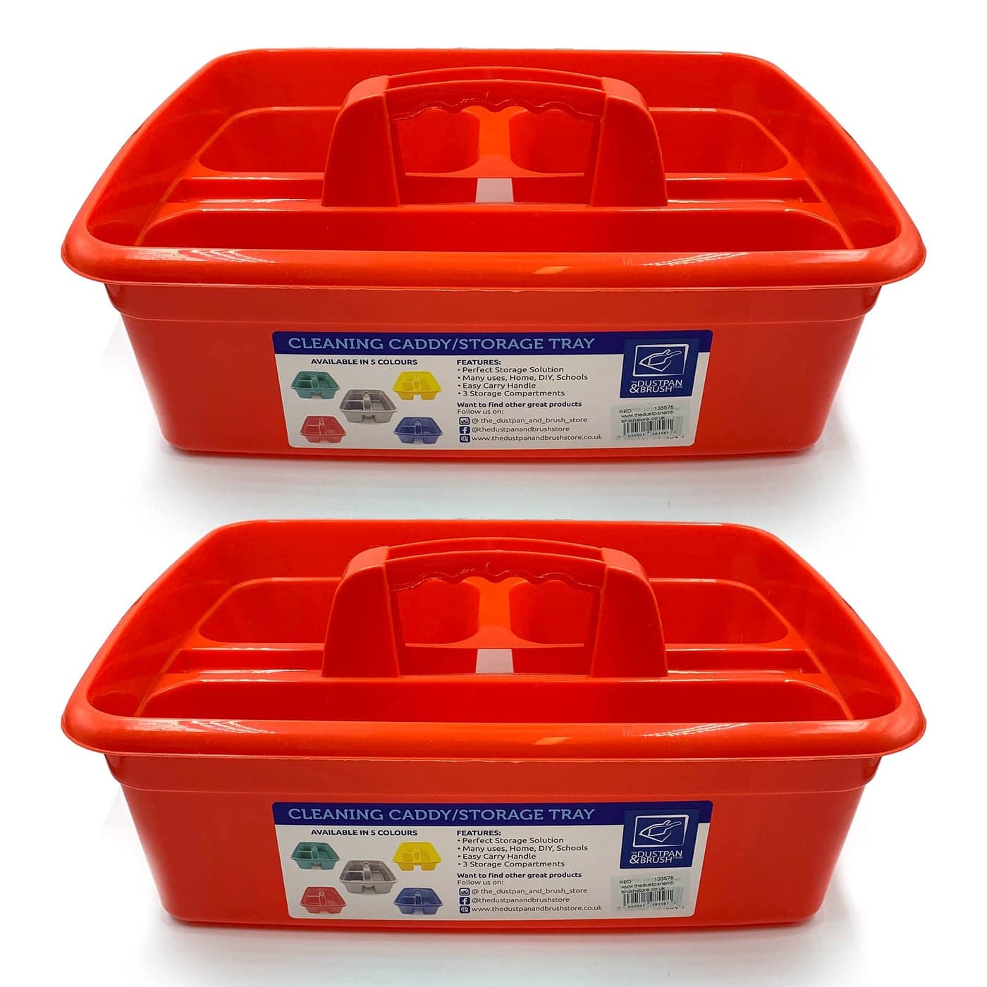 Cleaning Caddy Tray Box Housekeeping Cleaners Tote Tray Basket with Handle Carry Grips Ideal Under Sink Kitchen Storage Caddy for Cleaning Products Cleaners Carrier Tool Organiser Red 2 Pack