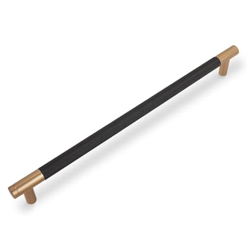 BUKOBYHE 6 Pack 1258 Inch320mm Kitchen Cabinet Handles Black and Champagne Bronze Knurled Cabinet Pulls Black Drawer Pulls Kitchen Hardware