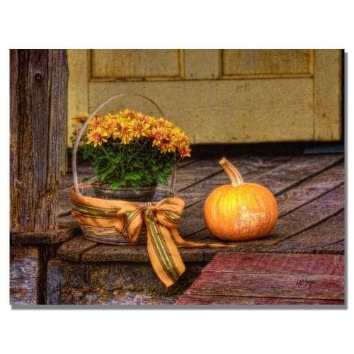 Trademark Fine Art Lois Bryan Canvas Artwork, Pumpkin on The Porch, 18 by 24-Inch