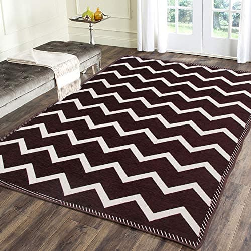 Zesture Premium Flat Weave Chevron Collection Chenille Multipurpose Area Rug and Carpet (4.5 FT X 7 FT, Brown)