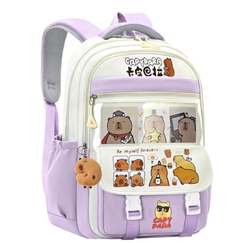 FunBlast School Bags for Girls, Kids - Capybara Print Girls Bags for School, Travel, Picnic, Camping, Large Capacity School Backpack for Kids 5-12 Years Old (44 X 31 X 16 Cm) (Sky Blue)