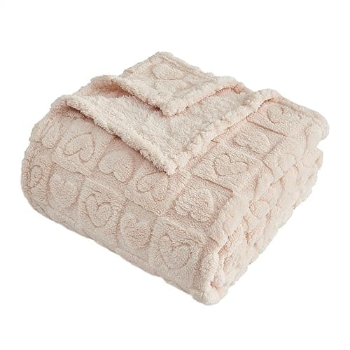 FY FIBER HOUSE Throw Blankets with Heart CheckeredSoft Warm Blankets for Lover Mom Father GiftsWashable Lightweight Fuzzy Blanket for Couch Sofa Bed Office All SeasonBeige60x80