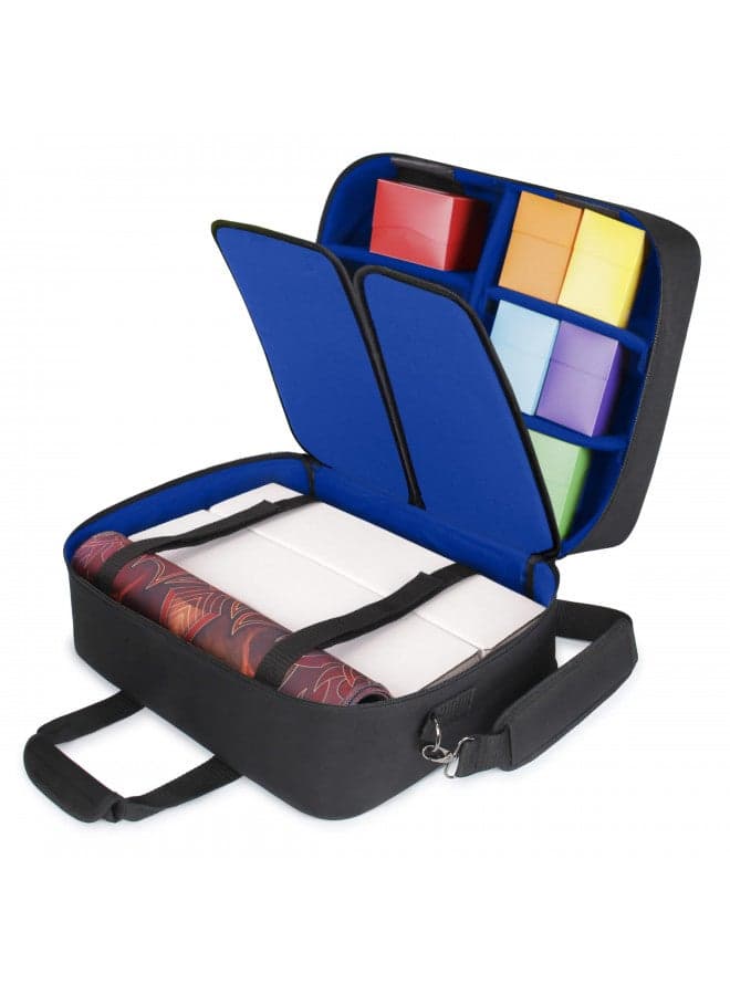 USA Gear XL Magic The Gathering MTG Deck Box Bag Travel Case - Large MTG Card Storage Bag with Padded Shoulder Strap, Customizable Interior, Weather Resistant - Fits Deck Boxes & Sleeved Cards - Blue