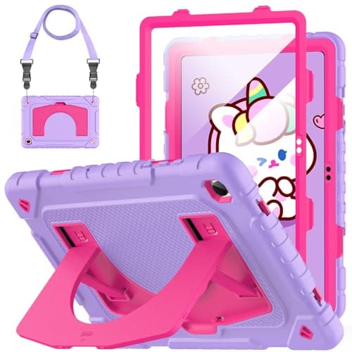 OKP Case for Samsung Galaxy Tab A11+ Plus 11 Inch 2025/ A9+ Plus 2023 (SM-X230/X236/X238U/X210/X216/X218), Galaxy 11" Tablet Cover 5G with Built-in Screen Protector, Shoulder Strap, Purple+Hot Pink
