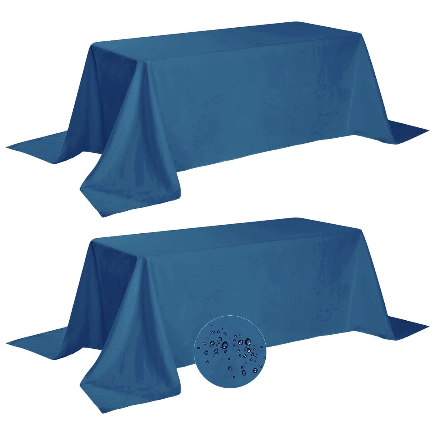 Fokitut 2 Pack Waterproof Rectangle Tablecloth 90x156 InchStain Resistant and Wrinkle Polyester Table Cloth Fabric Table Cover for Kitchen Dining Wedding Party Holiday DinnerMediterranean Blue