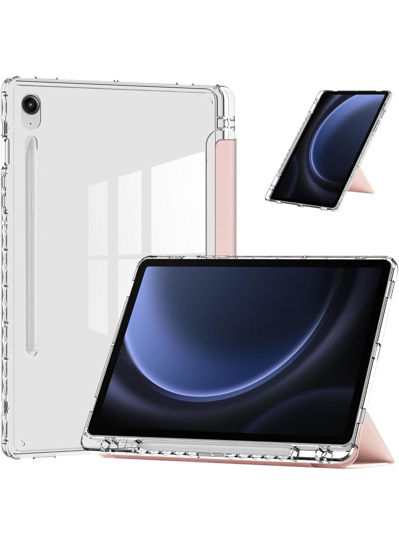 Clear Case Compatible with Samsung Galaxy Tab S10 Lite (2025), Built-in Auto Sleep/Wake Pen Slot Stand Function, Transparent Anti-scratch Tablet Protective Cover (Pink)