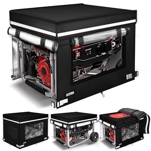 GUYISS Generator Covers While Running, 32x24x24 inch Generator Cover, 900D+210D Heavy Duty Waterproof, PVC Transparent Visual Operation Window, Top Can Be Opened for Refueling. Black