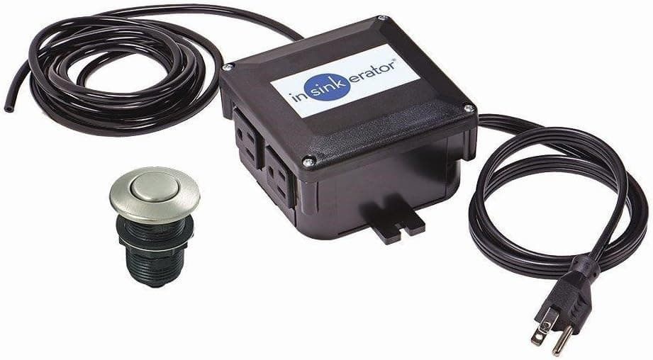 InSinkErator Garbage Disposal Air Switch Kit Dual Outlet Sink Top Switch Button for All InSinkErator Food Waste Disposer Models Satin Nickel STSOOSN