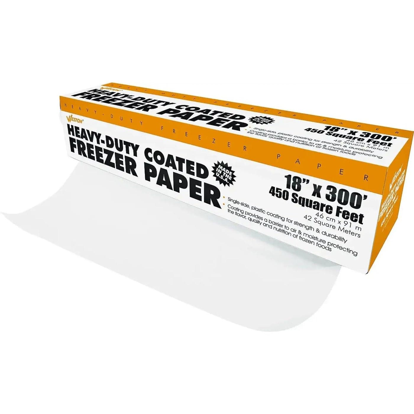 Weston Heavy Duty Freezer Paper in Dispenser Box, 18-Inch-by-300-Feet (83-4001-W) with Cutter,White