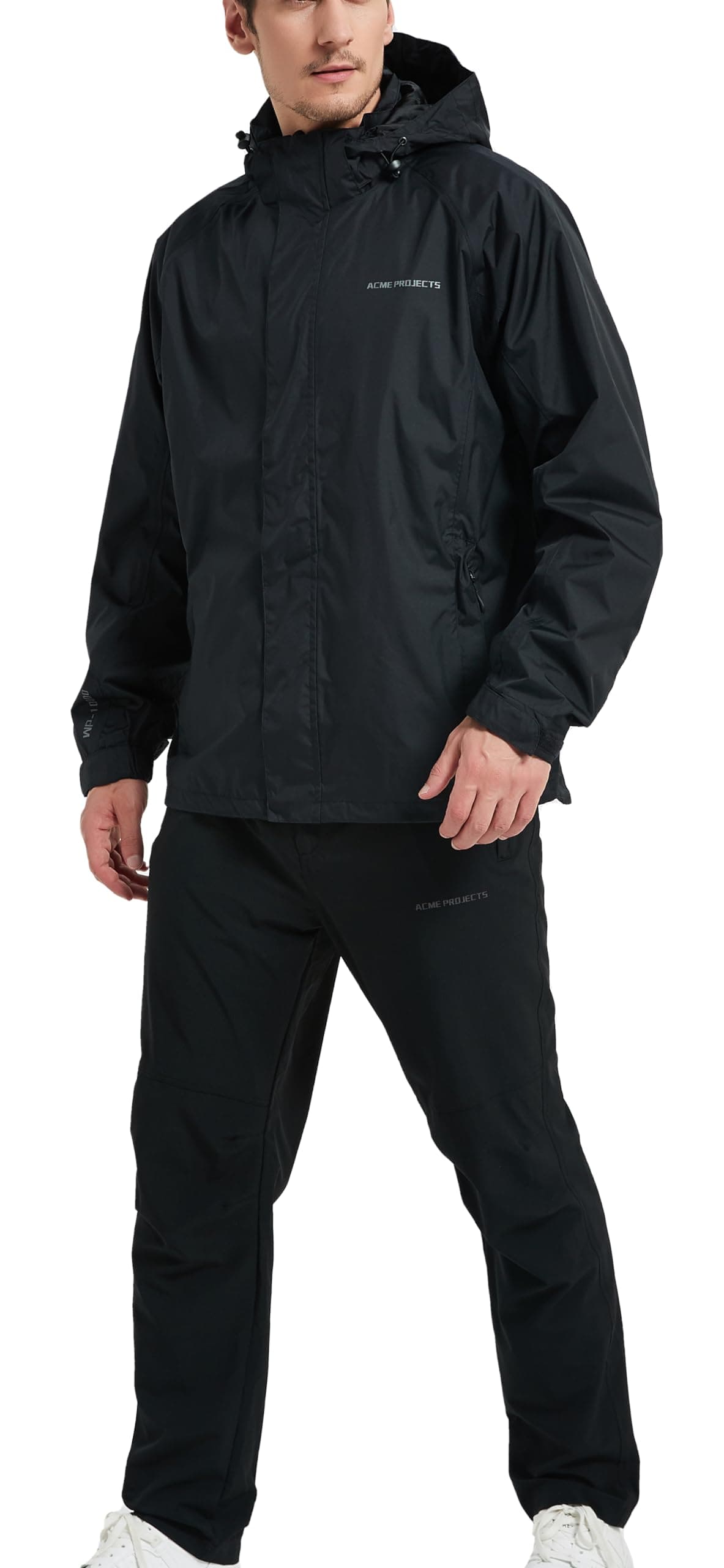 Acme Projects Rain Suit Jacket Pants 100 Waterproof Breathable Taped Seam 10000mm3000gm YKK Zipper Mens XXLarge Black