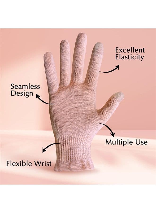 Moisturizing Gloves for Sleeping, Cotton Gloves with Touchscreen Fingers for Dry Hands, Eczema Gloves Overnight UV Protection Gloves for Women(6 Pair S/M, Feather Weight Pink Color)
