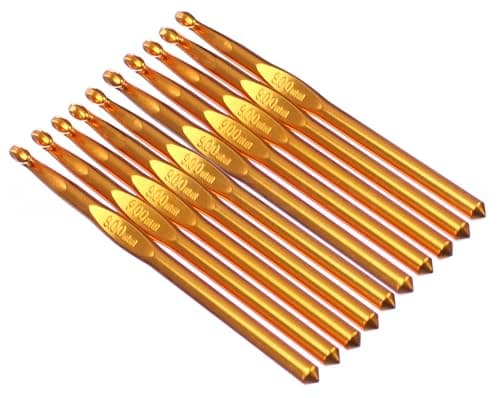CleverDelights Crochet Hooks 10 Pack Smooth Aluminum Crochet Hook Knitting Needles 6 Inch Length As Shown 9mm