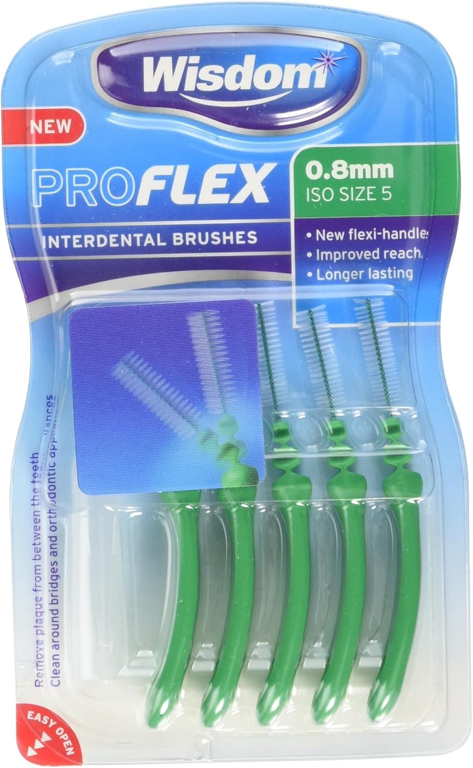 Wisdom Proflex Interdental Brushes 080 mm Green Pack of 4 20Count