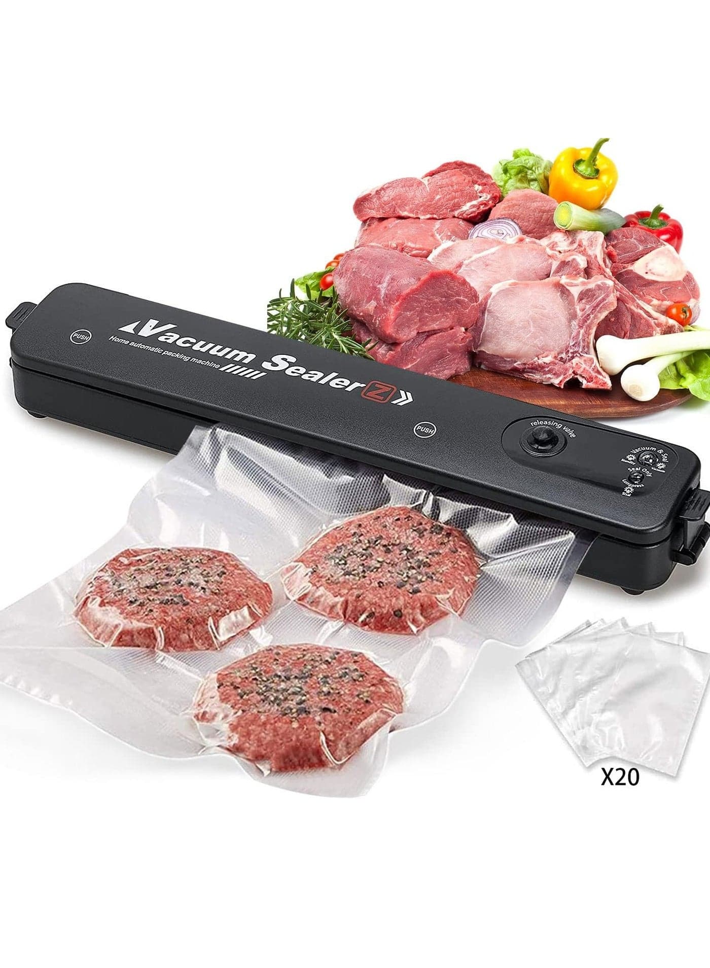 Vacuum Sealer - Automatic Food Preservation Vacuum Sealer Machine, Lightweight Food Sealing Machine, Food Saver (with 10 bags)