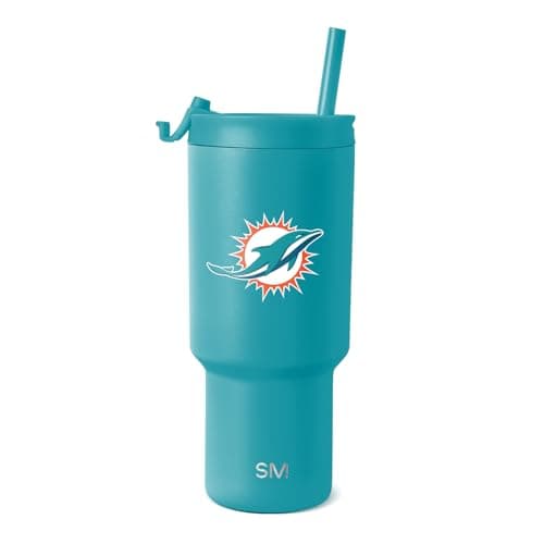 Simple Modern Officially Licensed NFL Miami Dolphins 30 oz Tumbler with Flip Lid and Straws Insulated Cup Stainless Steel Gifts for Men Women Trek Collection Miami Dolphins