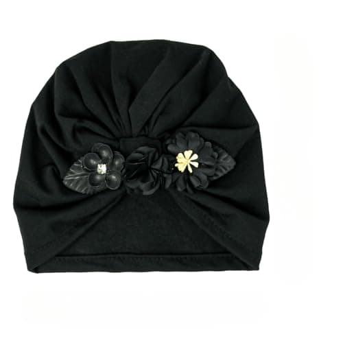 LITTLE LOOKERS Turban Cap with Knot Bow | Newborn Baby Cap - Black
