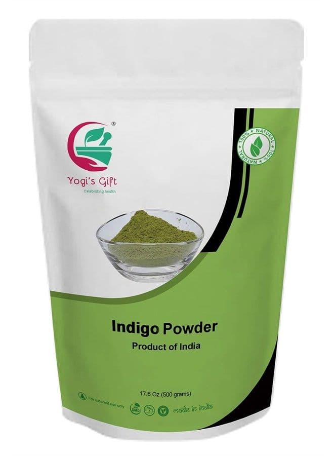 500 GRAMS | INDIGO POWDER for Hair (1.2LB /17.6 oz) | Ideal for Black and Dark Hair | Indigofera Tinctoria | Black Henna | Organic Natural Hair color | Yogi's Gift.