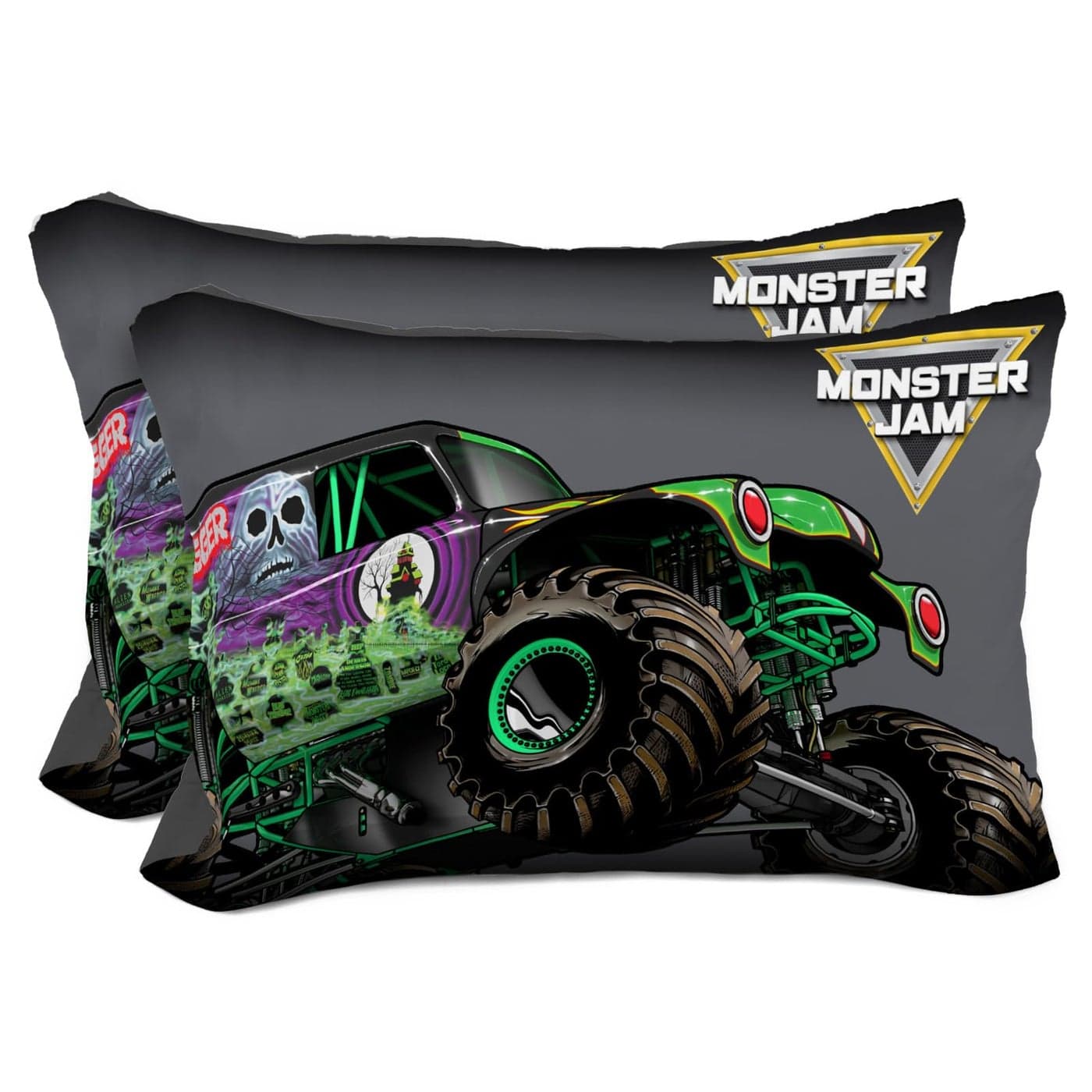 Sunny Side Up Monster Jam Grave Digger 2 Pack Reversible Pillowcases Double Sided Pillow Covers Kids Super Soft Trucks Bedding