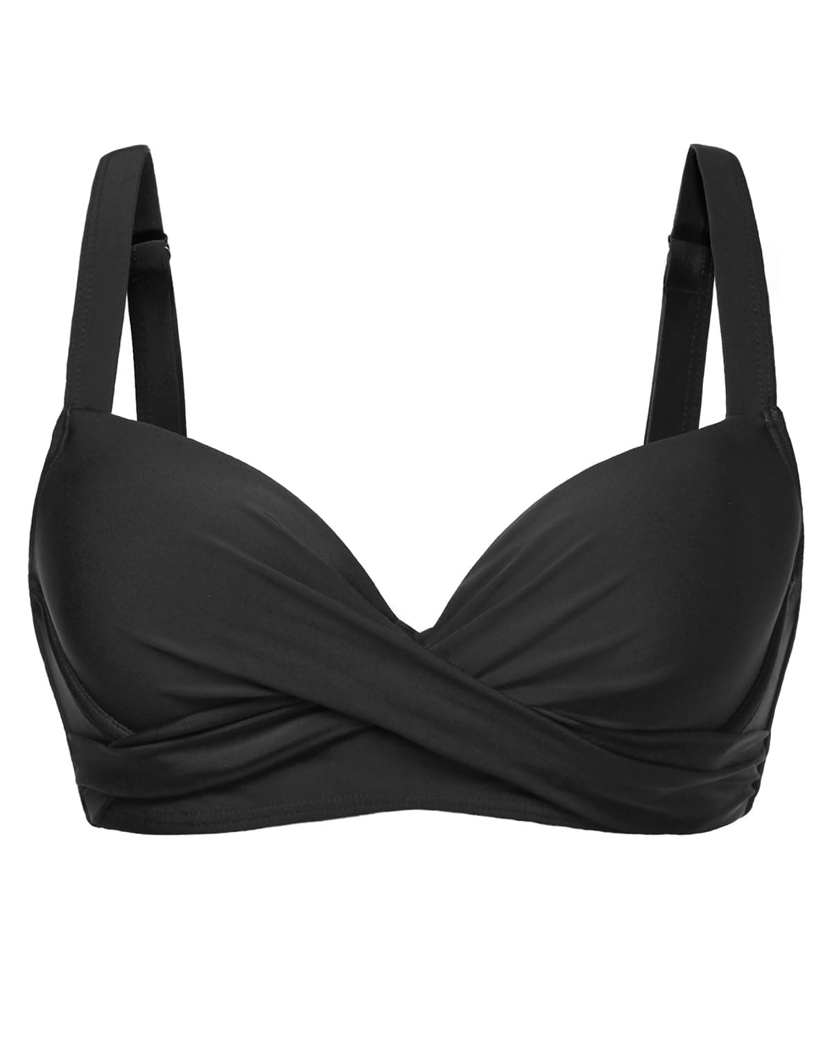 Black Women Underwire Bikini Top - Push Up Swimsuit Top Bra Padded Bathing Suit 2025 Twist Front Swimwear M
