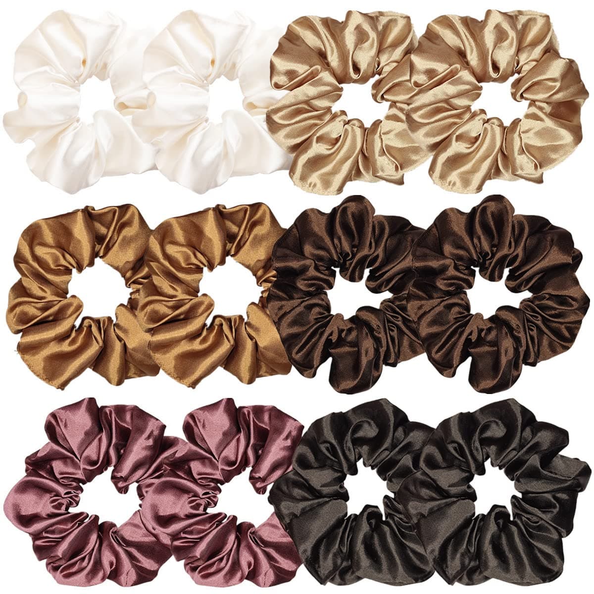 12 Pcs Satin Silk Scrunchies Soft Hair Ties Fashion Hair Bands Hair Bow Ropes Elastic Bracelet Ponytail Holders for Women and Girls 45 Inch Classic Color Pair