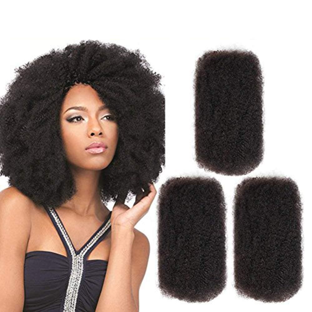 FASHION IDOL Afro Kinkys Bulk Human Hair for Dreadlock Extensions Loc Repair Braiding Twist Tight Afro Kinky Human Hair for Loc 3 Packs 150 Gram Natural Black 10 Inches 53 Oz
