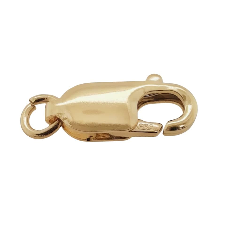 85MM 14K Solid Yellow Gold Oval Lobster Clasp with Ring 105MM Overall Length Tiny Made in Italy by CRAFT WIRE