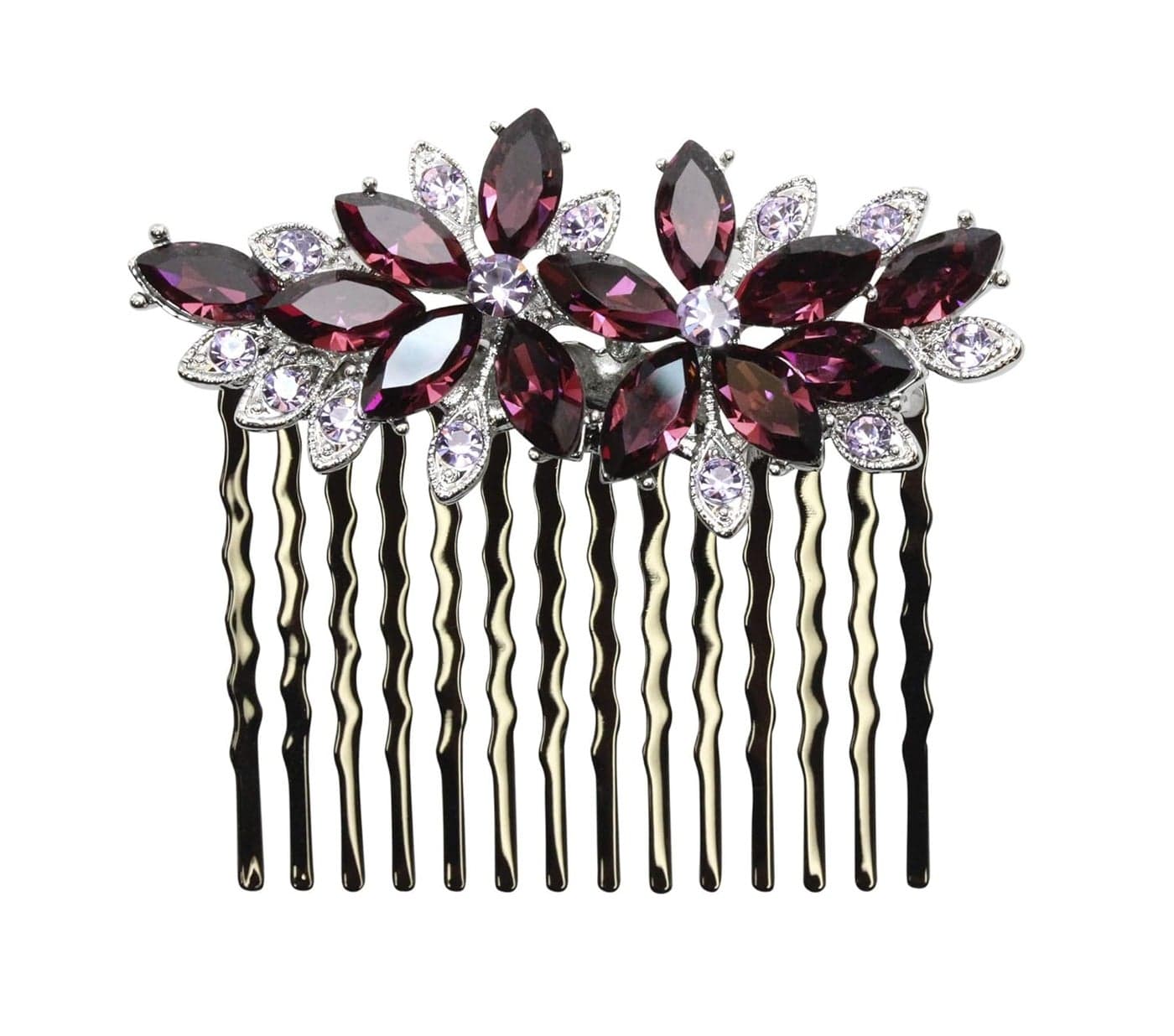 Faship Gorgeous Purple Rhinestone Crystal Floral Hair Comb
