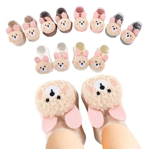 QHANSHIEE Baby Girl Socks Cute Flower Animal Non-Slip Grip Cotton Ankle Socks for Babies Infants Girl Baby Gifts for Girls