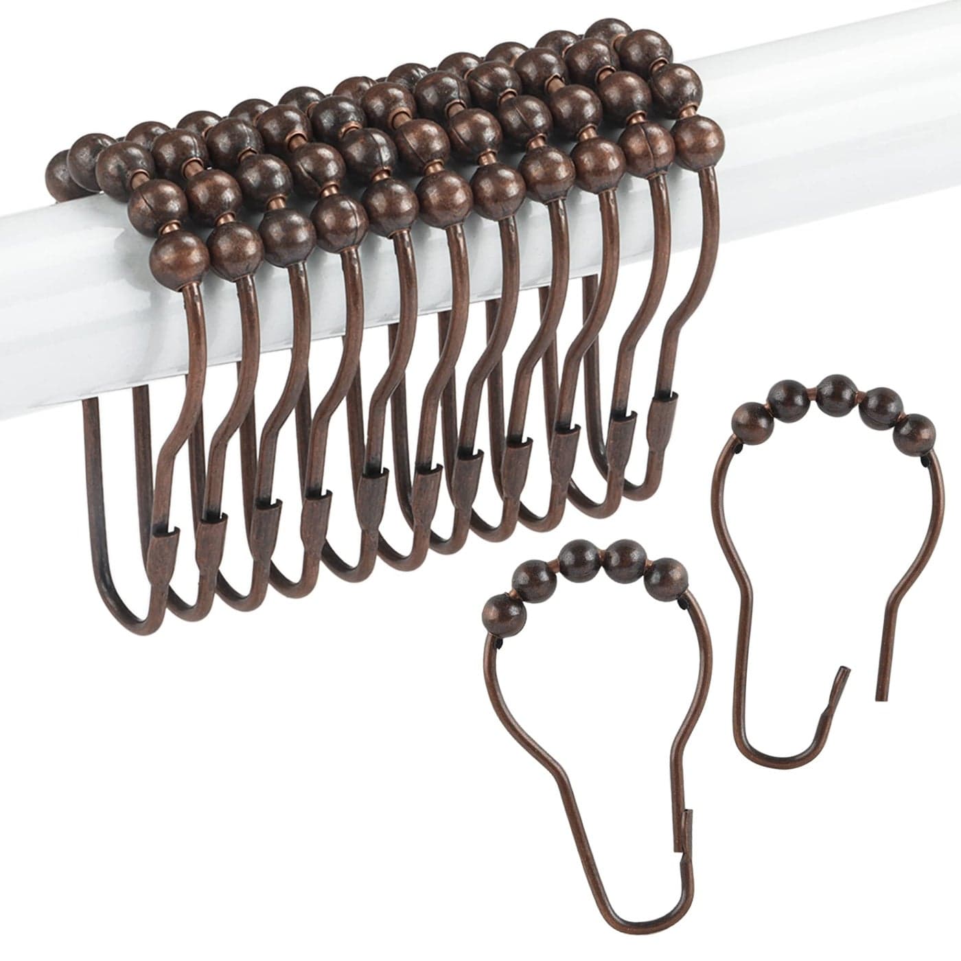 Ansxiy Shower Curtain Hooks Rings Rustproof Metal Shower Curtain Rings for Bathroom Shower Rods Curtains Set of 12 Bronze