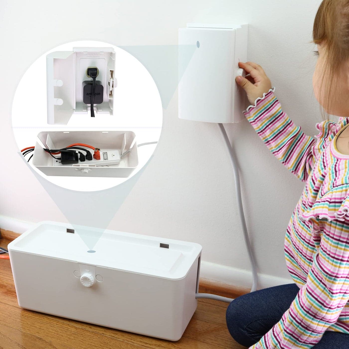 Power Strip Cover and Outlet Cover Box Effectively Baby Proofs Power Strip on Floor or Wall Protects Small Hands Fingers Cover Box and Outlet Cover Box
