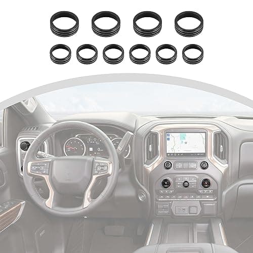 CheroCar Center Console Radio AC Knobs Cover for Chevy Silverado 2019-2023,for Suburban 2020-2023,for Tahoe/GMC Yukon 2014-2018,for GMC Sierra 2019-2023,Black