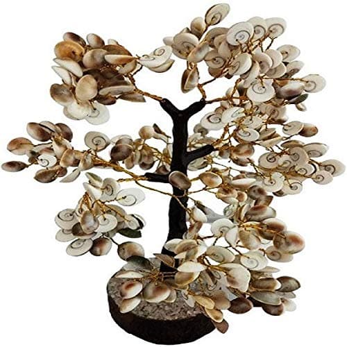 KESAR ZEMS Feng Shui Good Luck Gomti Chakra Tree with 500 Beads for Wealth Success ProsperityHome Office Table Decor 9 x 9 x 24 cmWhite