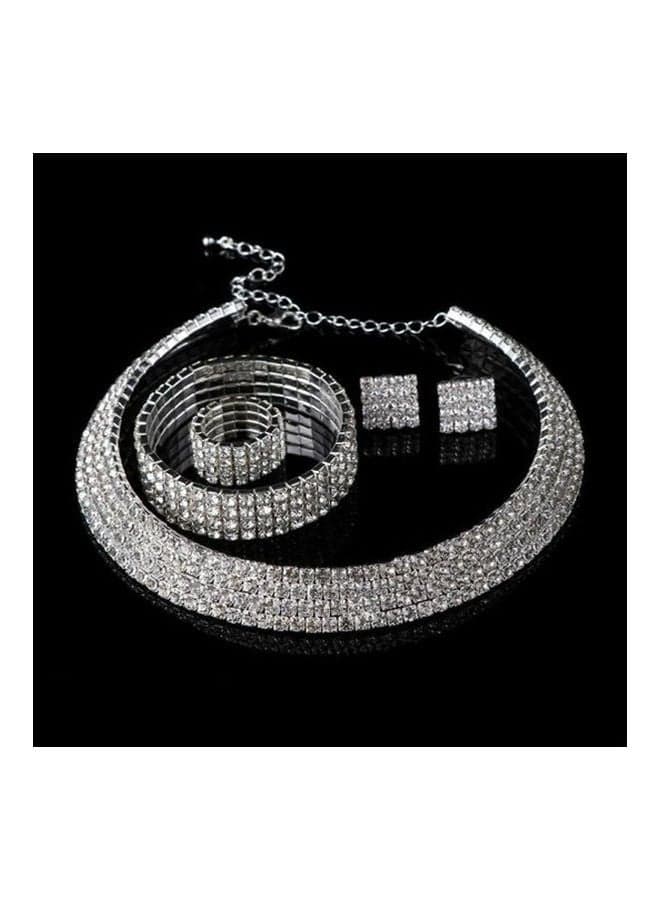 Fashion Flash Full Collar Necklace Bracelet Stud Earrings Set